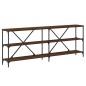 vidaXL Mesa consola hierro madera ingeniería roble marrón 200x30x75 cm vidaXL Mesa consola hierro madera ingeniería roble marrón 200x30x75 cm