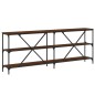 vidaXL Mesa consola hierro madera ingeniería roble marrón 200x30x75 cm vidaXL Mesa consola hierro madera ingeniería roble marrón 200x30x75 cm