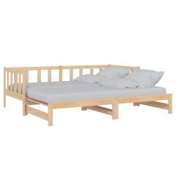 vidaXL Sofá cama extraíble madera maciza de pino 2x(90x200) cm
