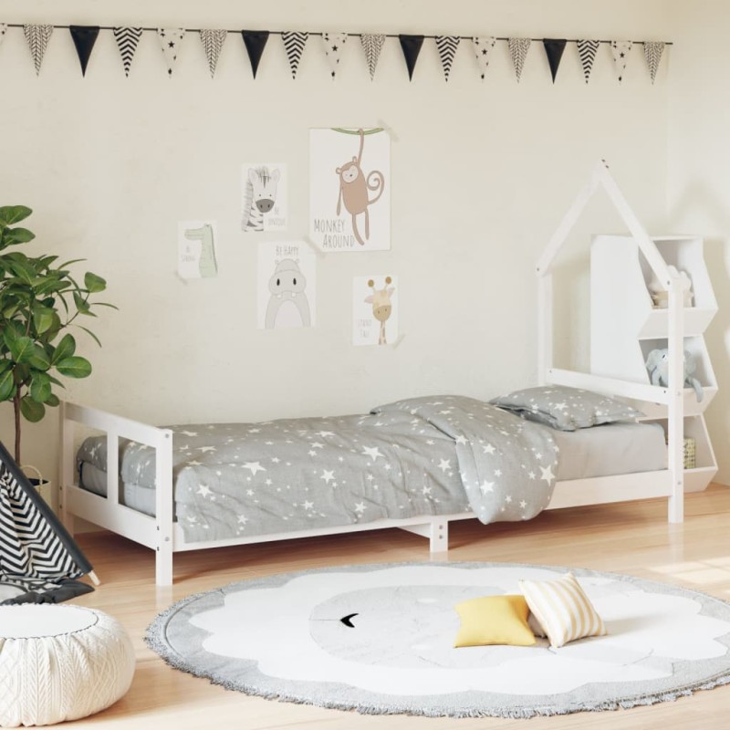 vidaXL Estructura de cama para niños madera de pino blanco 80x200 cm vidaXL Estructura de cama para niños madera de pino blanco 80x200 cm