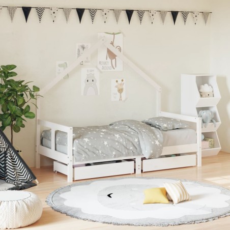 vidaXL Estructura cama infantil y cajones madera pino blanco 80x160 cm