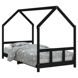 vidaXL Estructura de cama para niños madera de pino negro 90x190 cm