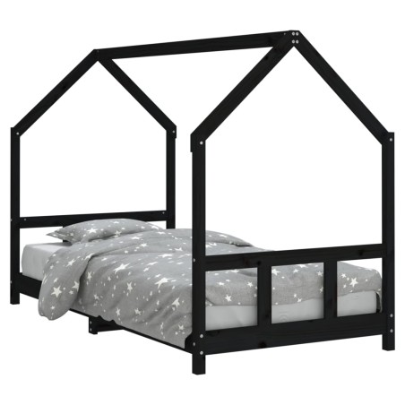 vidaXL Estructura de cama para niños madera de pino negro 90x190 cm