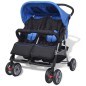 vidaXL Cochecito gemelar de acero azul y negro vidaXL Cochecito gemelar de acero azul y negro