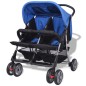 vidaXL Cochecito gemelar de acero azul y negro vidaXL Cochecito gemelar de acero azul y negro