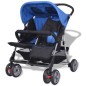 vidaXL Cochecito gemelar de acero azul y negro vidaXL Cochecito gemelar de acero azul y negro