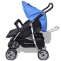 vidaXL Cochecito gemelar de acero azul y negro vidaXL Cochecito gemelar de acero azul y negro