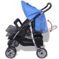 vidaXL Cochecito gemelar de acero azul y negro vidaXL Cochecito gemelar de acero azul y negro