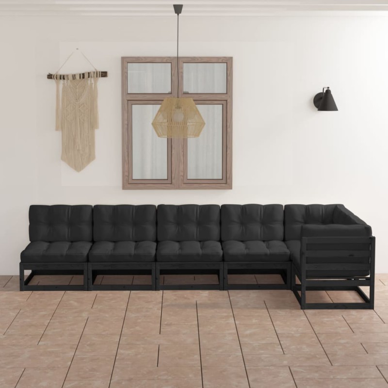 vidaXL Juego de muebles de jardín 6 pzas y cojines madera pino maciza vidaXL Juego de muebles de jardín 6 pzas y cojines madera pino maciza