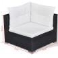 vidaXL Set muebles de jardín 10 piezas y cojines ratán sintético negro