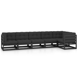 vidaXL Juego de muebles de jardín 6 pzas y cojines madera pino maciza