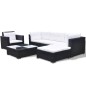vidaXL Set muebles de jardín 6 piezas y cojines ratán sintético negro