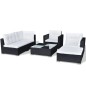 vidaXL Set muebles de jardín 6 piezas y cojines ratán sintético negro