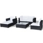 vidaXL Set muebles de jardín 6 piezas y cojines ratán sintético negro