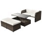 vidaXL Set muebles de jardín 4 piezas y cojines ratán sintético marrón vidaXL Set muebles de jardín 4 piezas y cojines ratán sintético marrón