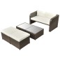 vidaXL Set muebles de jardín 4 piezas y cojines ratán sintético marrón vidaXL Set muebles de jardín 4 piezas y cojines ratán sintético marrón