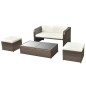 vidaXL Set muebles de jardín 4 piezas y cojines ratán sintético marrón vidaXL Set muebles de jardín 4 piezas y cojines ratán sintético marrón