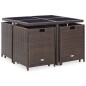 vidaXL Set comedor de jardín 9 piezas y cojines ratán sintético marrón
