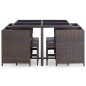 vidaXL Set comedor de jardín 9 piezas y cojines ratán sintético marrón