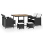 vidaXL Set comedor de jardín 9 pzas ratán sintético y madera negro vidaXL Set comedor de jardín 9 pzas ratán sintético y madera negro