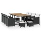vidaXL Set comedor de jardín 13 pzas ratán sintético y madera negro vidaXL Set comedor de jardín 13 pzas ratán sintético y madera negro
