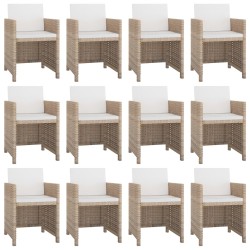 vidaXL Set comedor de jardín 13 piezas y cojines ratán sintético beige