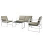vidaXL Set de muebles de jardín 4 piezas y cojines acero blanco vidaXL Set de muebles de jardín 4 piezas y cojines acero blanco
