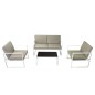 vidaXL Set de muebles de jardín 4 piezas y cojines acero blanco vidaXL Set de muebles de jardín 4 piezas y cojines acero blanco