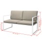 vidaXL Set de muebles de jardín 4 piezas y cojines acero blanco vidaXL Set de muebles de jardín 4 piezas y cojines acero blanco
