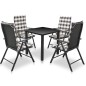 vidaXL Set comedor de jardín 5 piezas y cojines aluminio negro vidaXL Set comedor de jardín 5 piezas y cojines aluminio negro