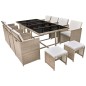vidaXL Set comedor de jardín 13 piezas y cojines ratán sintético beige vidaXL Set comedor de jardín 13 piezas y cojines ratán sintético beige