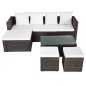 vidaXL Set muebles de jardín 4 piezas y cojines ratán sintético marrón vidaXL Set muebles de jardín 4 piezas y cojines ratán sintético marrón