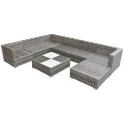 vidaXL Set de muebles de jardín 8 pzas y cojines ratán sintético gris