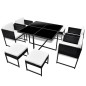 vidaXL Set comedor de jardín 9 piezas y cojines ratán sintético negro vidaXL Set comedor de jardín 9 piezas y cojines ratán sintético negro