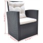 vidaXL Set comedor de jardín 6 piezas y cojines ratán sintético negro