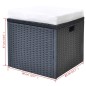 vidaXL Set comedor de jardín 6 piezas y cojines ratán sintético negro