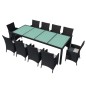 vidaXL Set comedor de jardín 11 piezas y cojines ratán sintético negro vidaXL Set comedor de jardín 11 piezas y cojines ratán sintético negro