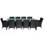 vidaXL Set comedor de jardín 11 piezas y cojines ratán sintético negro vidaXL Set comedor de jardín 11 piezas y cojines ratán sintético negro