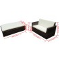 vidaXL Set muebles de jardín 2 piezas y cojines ratán sintético marrón vidaXL Set muebles de jardín 2 piezas y cojines ratán sintético marrón