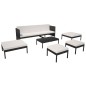 vidaXL Set muebles de jardín 6 piezas y cojines ratán sintético negro vidaXL Set muebles de jardín 6 piezas y cojines ratán sintético negro