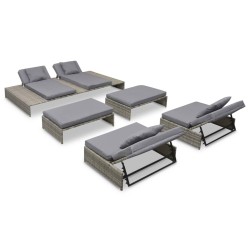 vidaXL Set de muebles de jardín 5 pzas y cojines ratán sintético gris