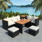 vidaXL Set muebles de jardín 7 piezas y cojines ratán sintético negro vidaXL Set muebles de jardín 7 piezas y cojines ratán sintético negro