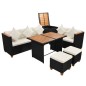vidaXL Set muebles de jardín 7 piezas y cojines ratán sintético negro vidaXL Set muebles de jardín 7 piezas y cojines ratán sintético negro