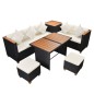 vidaXL Set muebles de jardín 7 piezas y cojines ratán sintético negro vidaXL Set muebles de jardín 7 piezas y cojines ratán sintético negro
