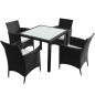 vidaXL Set comedor de jardín 5 piezas y cojines ratán sintético negro vidaXL Set comedor de jardín 5 piezas y cojines ratán sintético negro