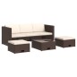 vidaXL Set muebles de jardín 4 piezas y cojines ratán sintético marrón vidaXL Set muebles de jardín 4 piezas y cojines ratán sintético marrón
