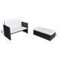 vidaXL Set muebles de jardín 2 piezas y cojines ratán sintético negro vidaXL Set muebles de jardín 2 piezas y cojines ratán sintético negro