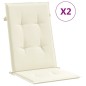 vidaXL Cojín silla de jardín respaldo alto 2 uds tela crema 120x50x3cm
