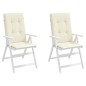 vidaXL Cojín silla de jardín respaldo alto 2 uds tela crema 120x50x3cm