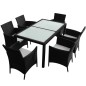 vidaXL Set comedor de jardín 7 piezas y cojines ratán sintético negro vidaXL Set comedor de jardín 7 piezas y cojines ratán sintético negro